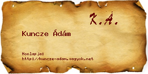 Kuncze Ádám névjegykártya